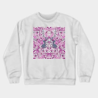 Scandinavian Folk Art Rabbit Pink Palette | Rabbit | Whimsical Crewneck Sweatshirt